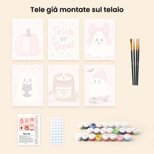 Carica l'immagine nel visualizzatore di Gallery, Mini Set Dipingere con i numeri 15x20cm (6 pezzi) - Dolce Halloween Rosa