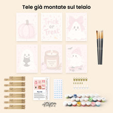 Carica l'immagine nel visualizzatore di Gallery, Mini Set Dipingere con i numeri 15x20cm (6 pezzi) - Dolce Halloween Rosa