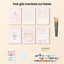 Carica l'immagine nel visualizzatore di Gallery, Mini Set Dipingere con i numeri 15x20cm (6 pezzi) - Dolce Halloween Rosa