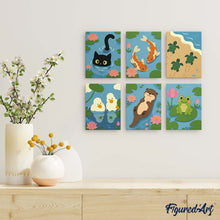 Carica l'immagine nel visualizzatore di Gallery, Mini Set Dipingere con i numeri 15x20cm (6 pezzi) - Vita nello Stagno