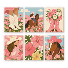 Carica l'immagine nel visualizzatore di Gallery, Mini Set Dipingere con i numeri 15x20cm (6 pezzi) - Cowgirl Rosa Figured'Art