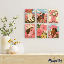Carica l'immagine nel visualizzatore di Gallery, Mini Set Dipingere con i numeri 15x20cm (6 pezzi) - Cowgirl Rosa