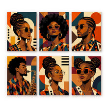 Carica l'immagine nel visualizzatore di Gallery, Mini Set Dipingere con i numeri 15x20cm (6 pezzi) - Ritratti Afro Pop Art Figured'Art
