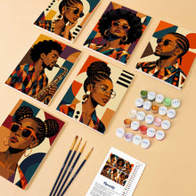 Carica l'immagine nel visualizzatore di Gallery, Mini Set Dipingere con i numeri 15x20cm (6 pezzi) - Ritratti Afro Pop Art