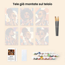 Carica l'immagine nel visualizzatore di Gallery, Mini Set Dipingere con i numeri 15x20cm (6 pezzi) - Ritratti Afro Pop Art