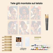 Carica l'immagine nel visualizzatore di Gallery, Mini Set Dipingere con i numeri 15x20cm (6 pezzi) - Ritratti Afro Pop Art