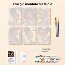 Carica l'immagine nel visualizzatore di Gallery, Mini Set Dipingere con i numeri 15x20cm (6 pezzi) - Ritratti Afro Pop Art