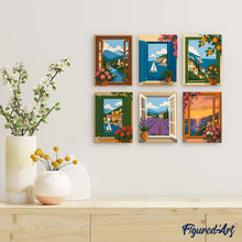 Carica l'immagine nel visualizzatore di Gallery, Mini Set Dipingere con i numeri 15x20cm (6 pezzi) - Vedute dalla Finestra