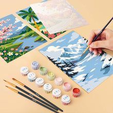 Carica l'immagine nel visualizzatore di Gallery, Mini Set Dipingere con i numeri 15x20cm (6 pezzi) - Stagioni Intorno al Mondo