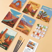 Carica l'immagine nel visualizzatore di Gallery, Mini Set Dipingere con i numeri 15x20cm (6 pezzi) - Parchi Nazionali -  Deserto del Sud-Ovest