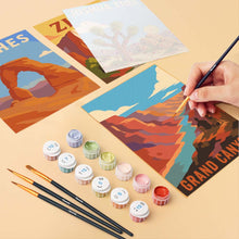 Carica l'immagine nel visualizzatore di Gallery, Mini Set Dipingere con i numeri 15x20cm (6 pezzi) - Parchi Nazionali -  Deserto del Sud-Ovest