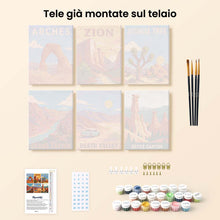 Carica l'immagine nel visualizzatore di Gallery, Mini Set Dipingere con i numeri 15x20cm (6 pezzi) - Parchi Nazionali -  Deserto del Sud-Ovest