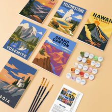 Carica l'immagine nel visualizzatore di Gallery, Mini Set Dipingere con i numeri 15x20cm (6 pezzi) - Parchi Nazionali - America Iconica