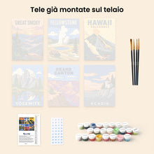 Carica l'immagine nel visualizzatore di Gallery, Mini Set Dipingere con i numeri 15x20cm (6 pezzi) - Parchi Nazionali - America Iconica