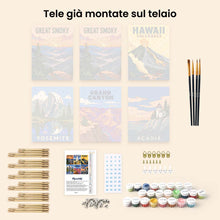 Carica l'immagine nel visualizzatore di Gallery, Mini Set Dipingere con i numeri 15x20cm (6 pezzi) - Parchi Nazionali - America Iconica