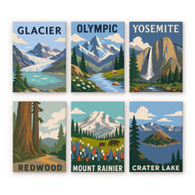 Carica l'immagine nel visualizzatore di Gallery, Mini Set Dipingere con i numeri 15x20cm (6 pezzi) - Parchi Nazionali - Costa del Pacifico e Cascate Figured'Art