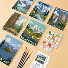Carica l'immagine nel visualizzatore di Gallery, Mini Set Dipingere con i numeri 15x20cm (6 pezzi) - Parchi Nazionali - Costa del Pacifico e Cascate
