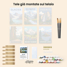 Carica l'immagine nel visualizzatore di Gallery, Mini Set Dipingere con i numeri 15x20cm (6 pezzi) - Parchi Nazionali - Costa del Pacifico e Cascate