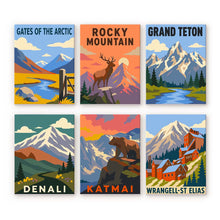 Carica l'immagine nel visualizzatore di Gallery, Mini Set Dipingere con i numeri 15x20cm (6 pezzi) - Parchi Nazionali - Alaska e Montagne Rocciose del Nord Figured'Art