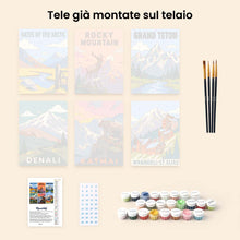 Carica l'immagine nel visualizzatore di Gallery, Mini Set Dipingere con i numeri 15x20cm (6 pezzi) - Parchi Nazionali - Alaska e Montagne Rocciose del Nord