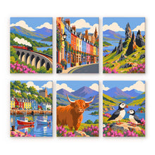 Carica l'immagine nel visualizzatore di Gallery, Mini Set Dipingere con i numeri 15x20cm (6 pezzi) - Classici viaggi in Scozia Figured'Art