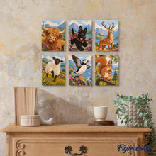 Carica l'immagine nel visualizzatore di Gallery, Mini Set Dipingere con i numeri 15x20cm (6 pezzi) - Animali della Scozia