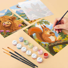 Carica l'immagine nel visualizzatore di Gallery, Mini Set Dipingere con i numeri 15x20cm (6 pezzi) - Animali della Scozia