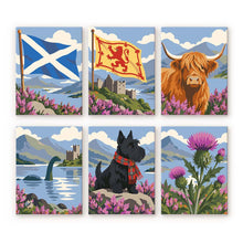Carica l'immagine nel visualizzatore di Gallery, Mini Set Dipingere con i numeri 15x20cm (6 pezzi) - Collezione di Icone Scozzesi Figured'Art
