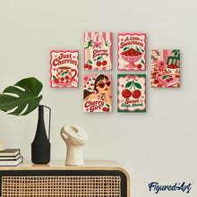 Carica l'immagine nel visualizzatore di Gallery, Mini Set Dipingere con i numeri 15x20cm (6 pezzi) - Dolce Vita e Ciliegie