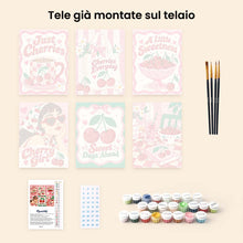 Carica l'immagine nel visualizzatore di Gallery, Mini Set Dipingere con i numeri 15x20cm (6 pezzi) - Dolce Vita e Ciliegie