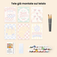 Carica l'immagine nel visualizzatore di Gallery, Mini Set Dipingere con i numeri 15x20cm (6 pezzi) - Cucina e Caffè Retrò