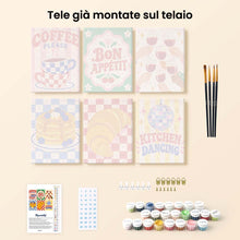 Carica l'immagine nel visualizzatore di Gallery, Mini Set Dipingere con i numeri 15x20cm (6 pezzi) - Cucina e Caffè Retrò