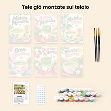 Carica l'immagine nel visualizzatore di Gallery, Mini Set Dipingere con i numeri 15x20cm (6 pezzi) - L’Ora del Matcha