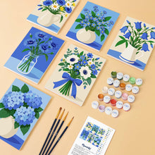 Carica l'immagine nel visualizzatore di Gallery, Mini Set Dipingere con i numeri 15x20cm (6 pezzi) - Fiori Selvatici Blu