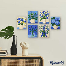 Carica l'immagine nel visualizzatore di Gallery, Mini Set Dipingere con i numeri 15x20cm (6 pezzi) - Fiori Selvatici Blu
