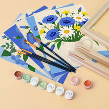 Carica l'immagine nel visualizzatore di Gallery, Mini Set Dipingere con i numeri 15x20cm (6 pezzi) - Fiori Selvatici Blu