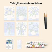 Carica l'immagine nel visualizzatore di Gallery, Mini Set Dipingere con i numeri 15x20cm (6 pezzi) - Fiori Selvatici Blu