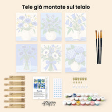 Carica l'immagine nel visualizzatore di Gallery, Mini Set Dipingere con i numeri 15x20cm (6 pezzi) - Fiori Selvatici Blu