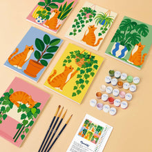 Carica l'immagine nel visualizzatore di Gallery, Mini Set Dipingere con i numeri 15x20cm (6 pezzi) - Gatti e Piante da Appartamento