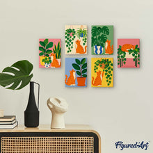 Carica l'immagine nel visualizzatore di Gallery, Mini Set Dipingere con i numeri 15x20cm (6 pezzi) - Gatti e Piante da Appartamento