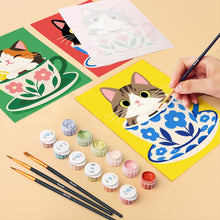 Carica l'immagine nel visualizzatore di Gallery, Mini Set Dipingere con i numeri 15x20cm (6 pezzi) - Gatti e Piante da Appartamento