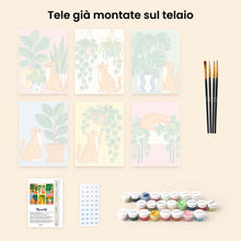 Carica l'immagine nel visualizzatore di Gallery, Mini Set Dipingere con i numeri 15x20cm (6 pezzi) - Gatti e Piante da Appartamento