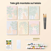 Carica l'immagine nel visualizzatore di Gallery, Mini Set Dipingere con i numeri 15x20cm (6 pezzi) - Gatti e Piante da Appartamento