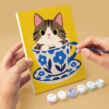 Carica l'immagine nel visualizzatore di Gallery, Mini Set Dipingere con i numeri 15x20cm (6 pezzi) - Gatti nelle Tazze da Tè