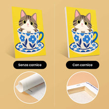 Carica l'immagine nel visualizzatore di Gallery, Mini Set Dipingere con i numeri 15x20cm (6 pezzi) - Gatti nelle Tazze da Tè