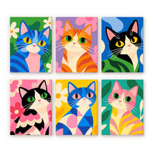 Carica l'immagine nel visualizzatore di Gallery, Mini Set Dipingere con i numeri 15x20cm (6 pezzi) - Gatti Colorati Figured'Art