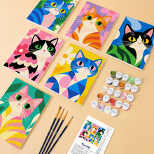 Carica l'immagine nel visualizzatore di Gallery, Mini Set Dipingere con i numeri 15x20cm (6 pezzi) - Gatti Colorati
