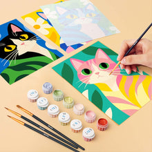 Carica l'immagine nel visualizzatore di Gallery, Mini Set Dipingere con i numeri 15x20cm (6 pezzi) - Gatti Colorati