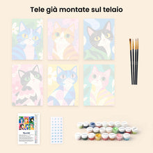 Carica l'immagine nel visualizzatore di Gallery, Mini Set Dipingere con i numeri 15x20cm (6 pezzi) - Gatti Colorati