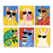 Carica l'immagine nel visualizzatore di Gallery, Mini Set Dipingere con i numeri 15x20cm (6 pezzi) - Animali Cool Figured'Art
